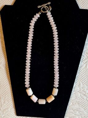 Genuine Rose Quartz Sterling Silver Beaded Necklace Amethyst Moon Charm Boho